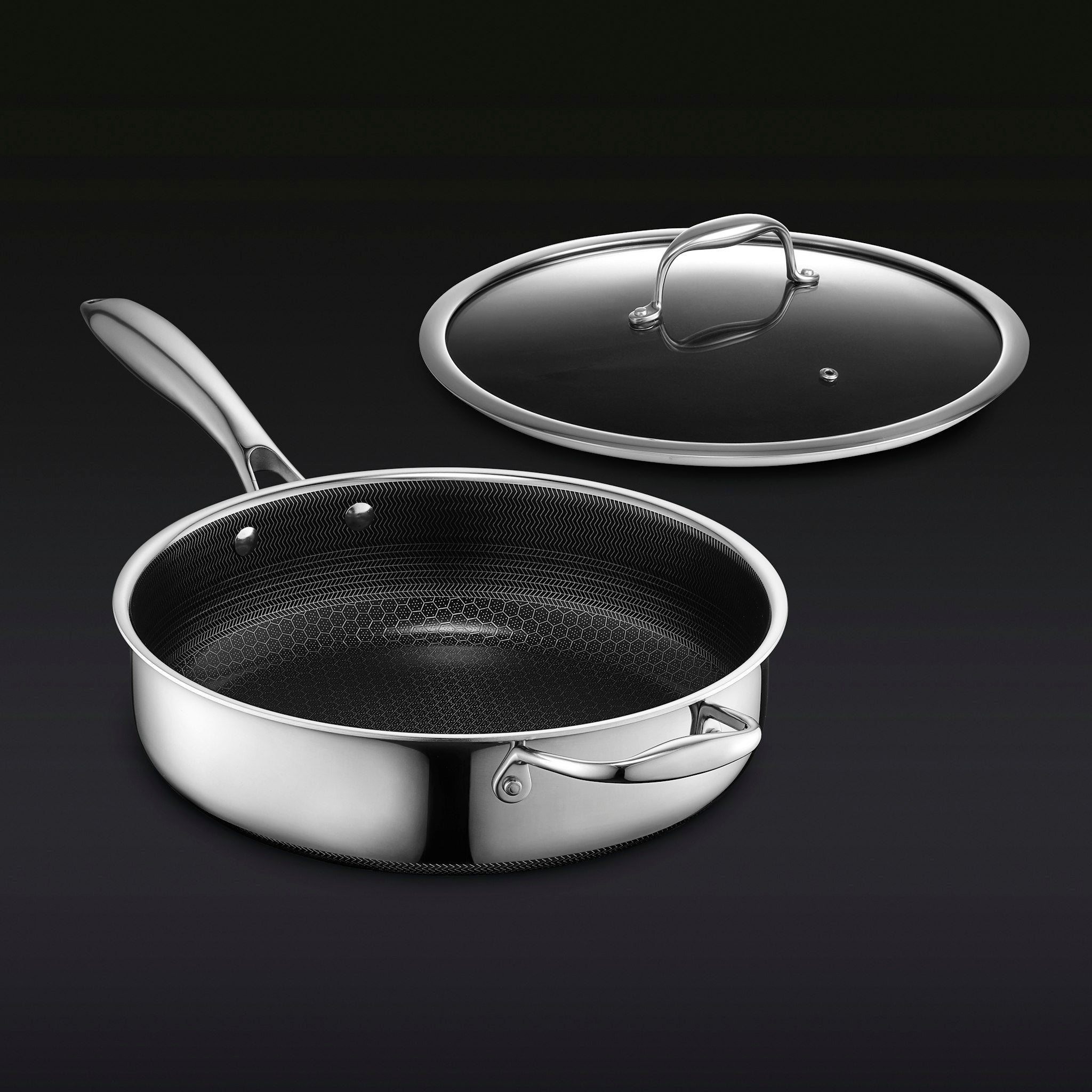 HexClad Hybrid Deep Sauté Pan with Lid, 3.3-Qt