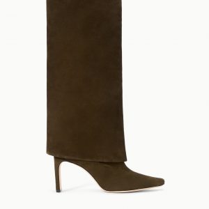 Staud WALLY FOLDOVER HIGH HEEL BOOT | TRUFFLE SUEDE