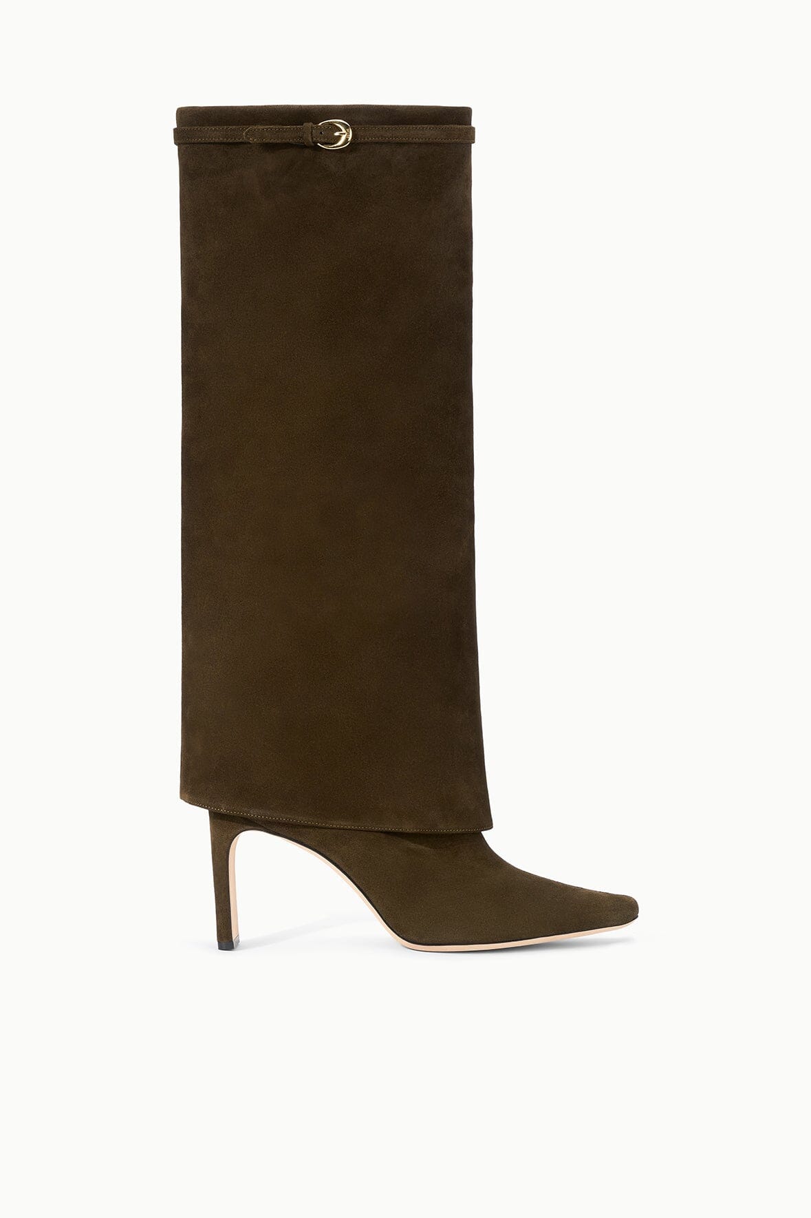 Staud WALLY FOLDOVER HIGH HEEL BOOT | TRUFFLE SUEDE