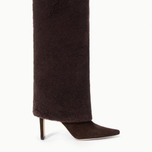 Staud WALLY FOLDOVER HIGH HEEL BOOT | ESPRESSO SHEARLING
