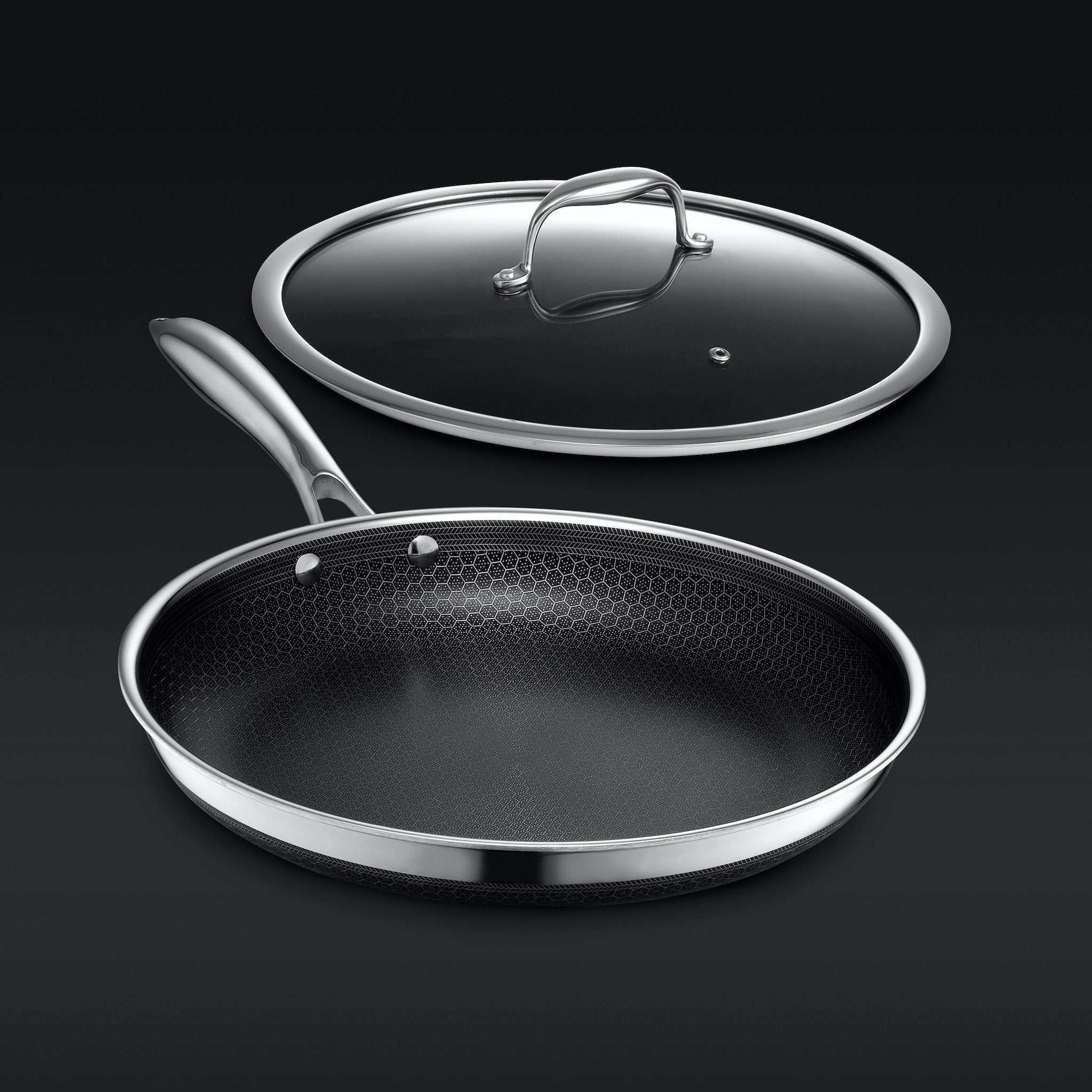 HexClad Hybrid Fry Pan with Lid, 12"