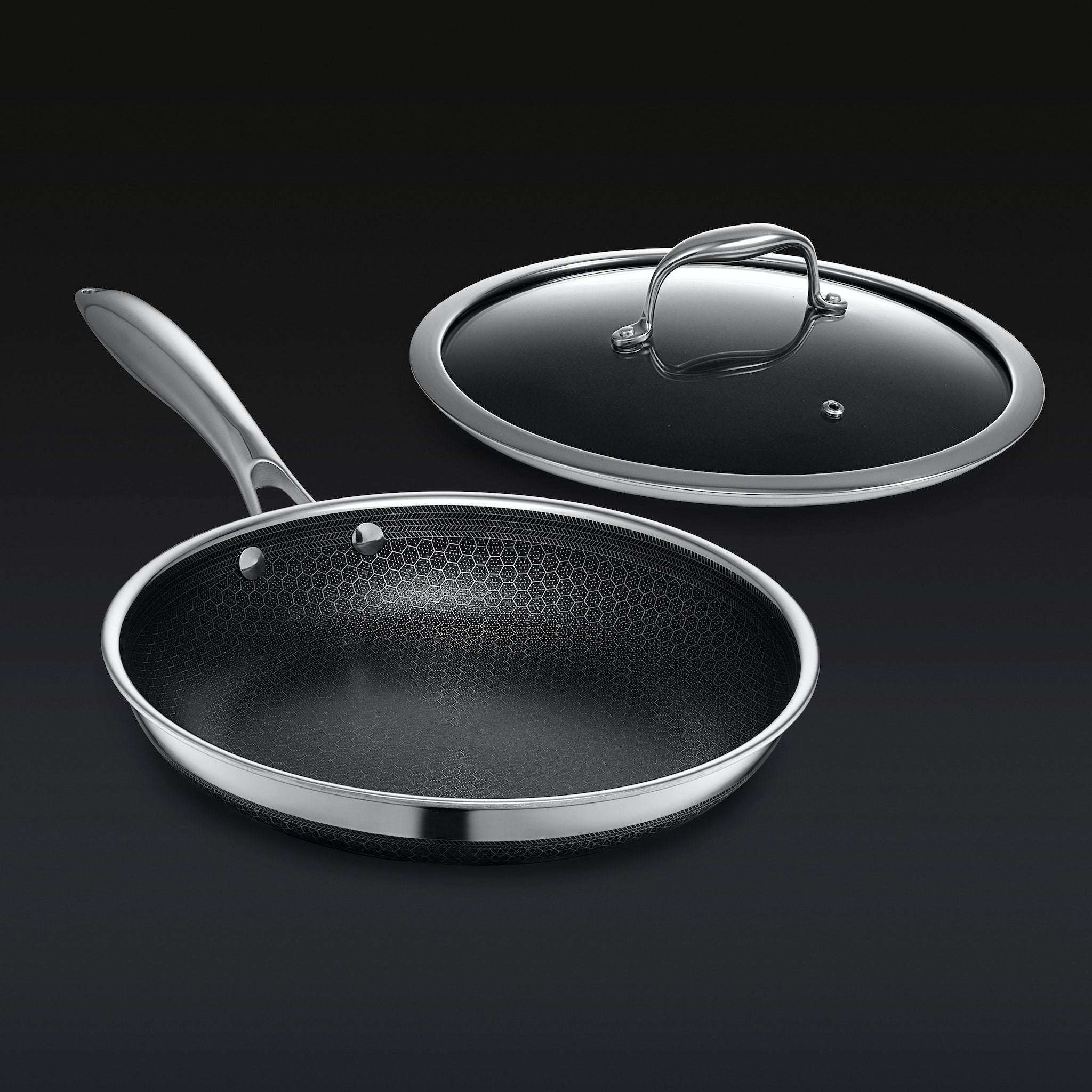 HexClad Hybrid Fry Pan with Lid, 10"