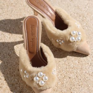 Alameda Turquesa BELLA, the shearling pearl mules
