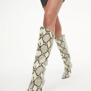 Staud SEBASTIAN HIGH HEEL BOOT | WHITE SNAKE