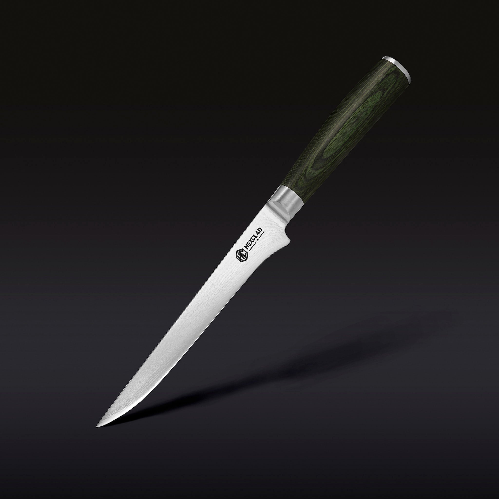 HexClad Damascus Steel Boning & Fillet Knife, 6" (Green)