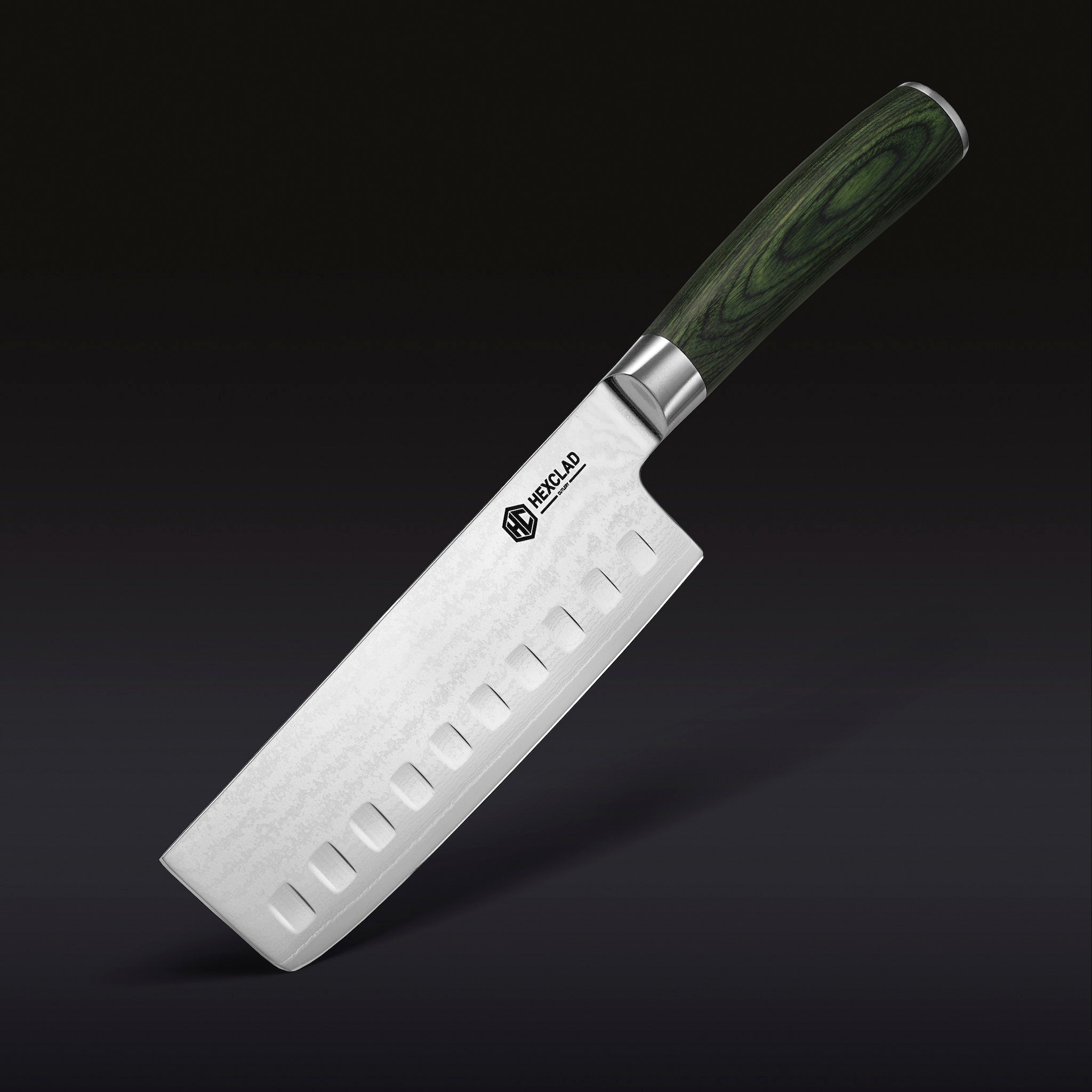 HexClad Damascus Steel Nakiri Knife, 6.5" (Green)
