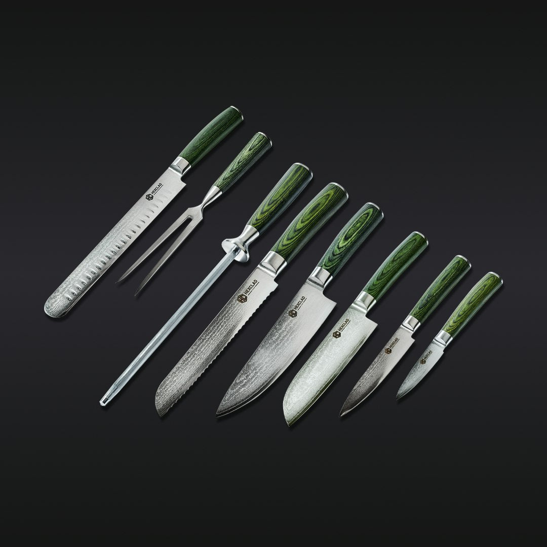 HexClad Damascus Steel Knife & Carving Set, 8-pc