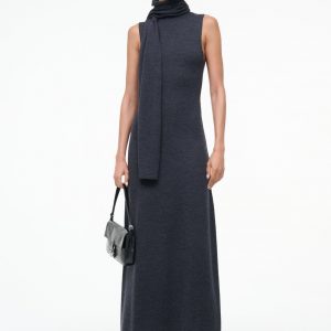 Staud CANAL MIDI DRESS | CHARCOAL