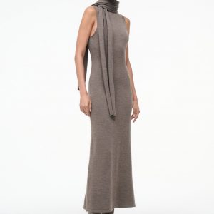 Staud CANAL MIDI DRESS | TRUFFLE