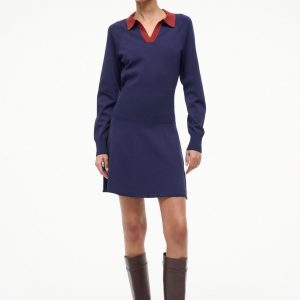 Staud GENE DRESS | NAVY SANGRIA