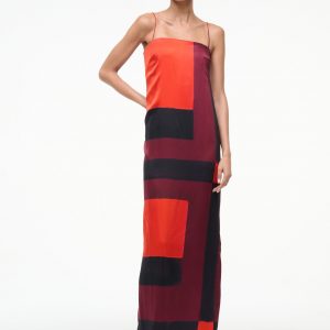 Staud MAE SILK DRESS | RUBY PRISM