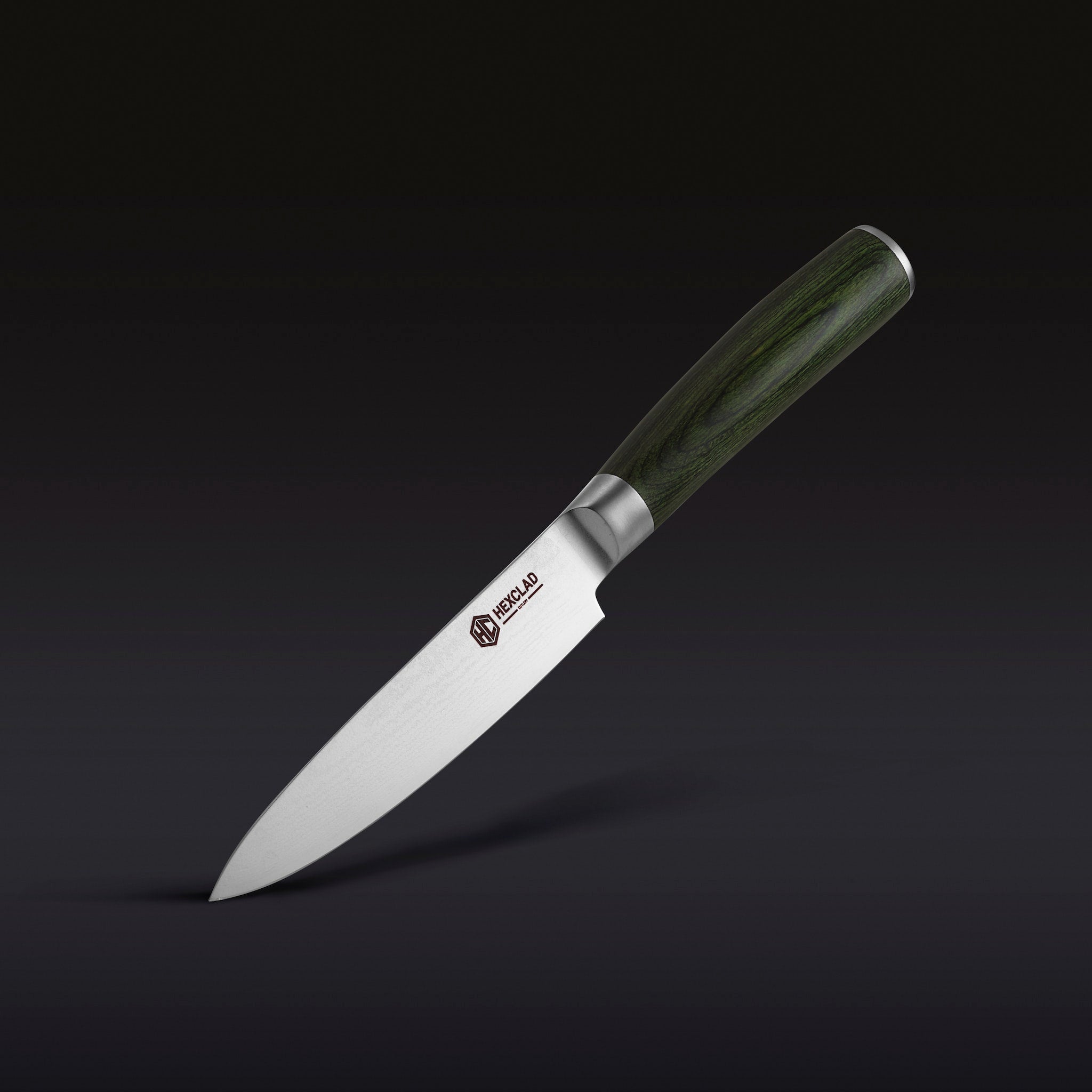HexClad Damascus Steel Utility Knife, 5" (Green)
