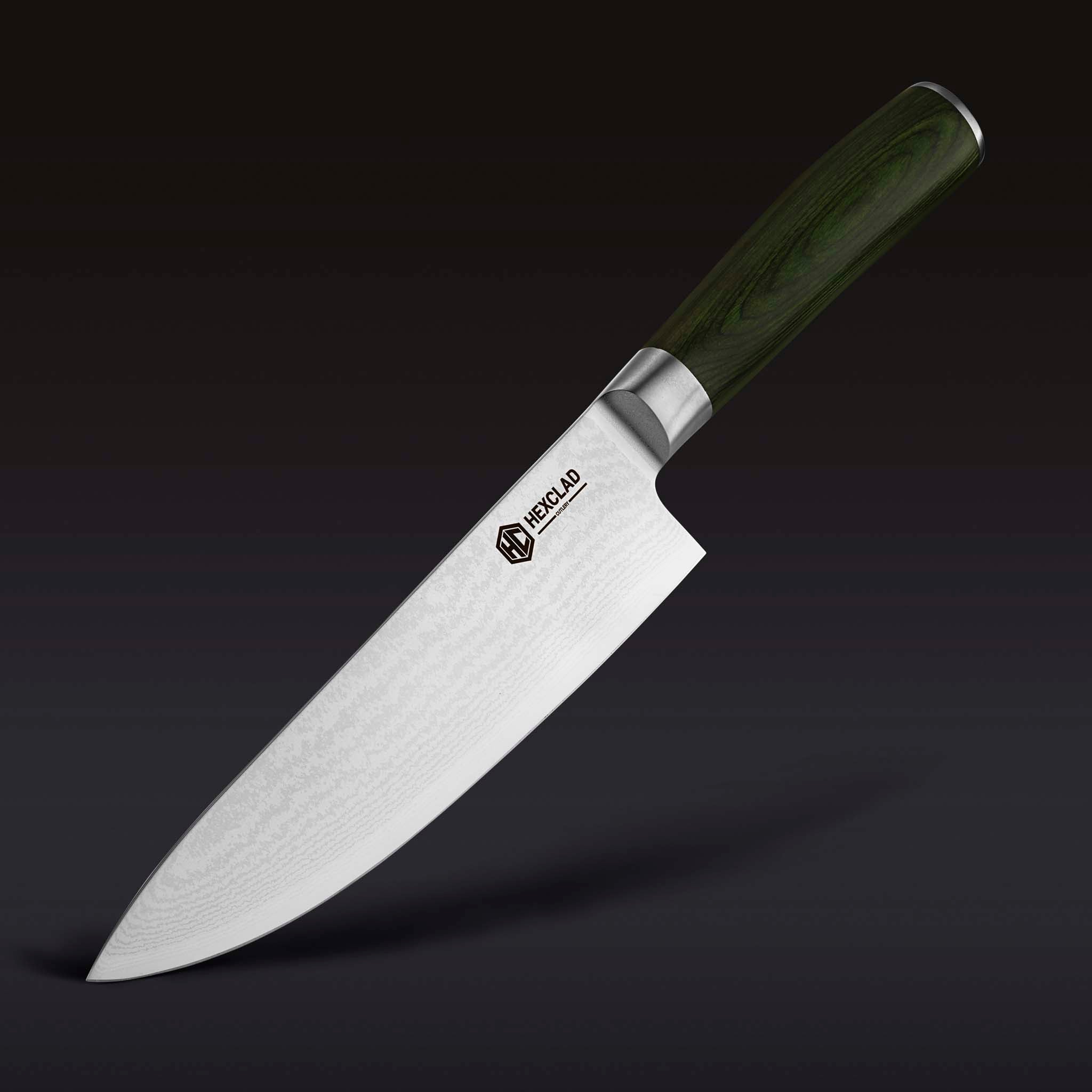 HexClad Damascus Steel Chef's Knife, 8" (Green)