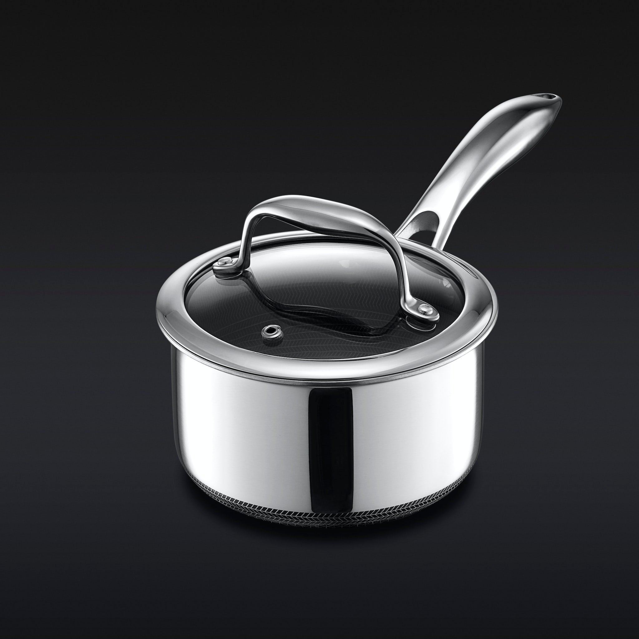 HexClad Hybrid Saucepan with Lid, 1-Qt
