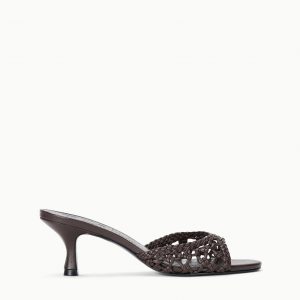 Staud BRIGITTE LEATHER MULE | ESPRESSO KNOTTED