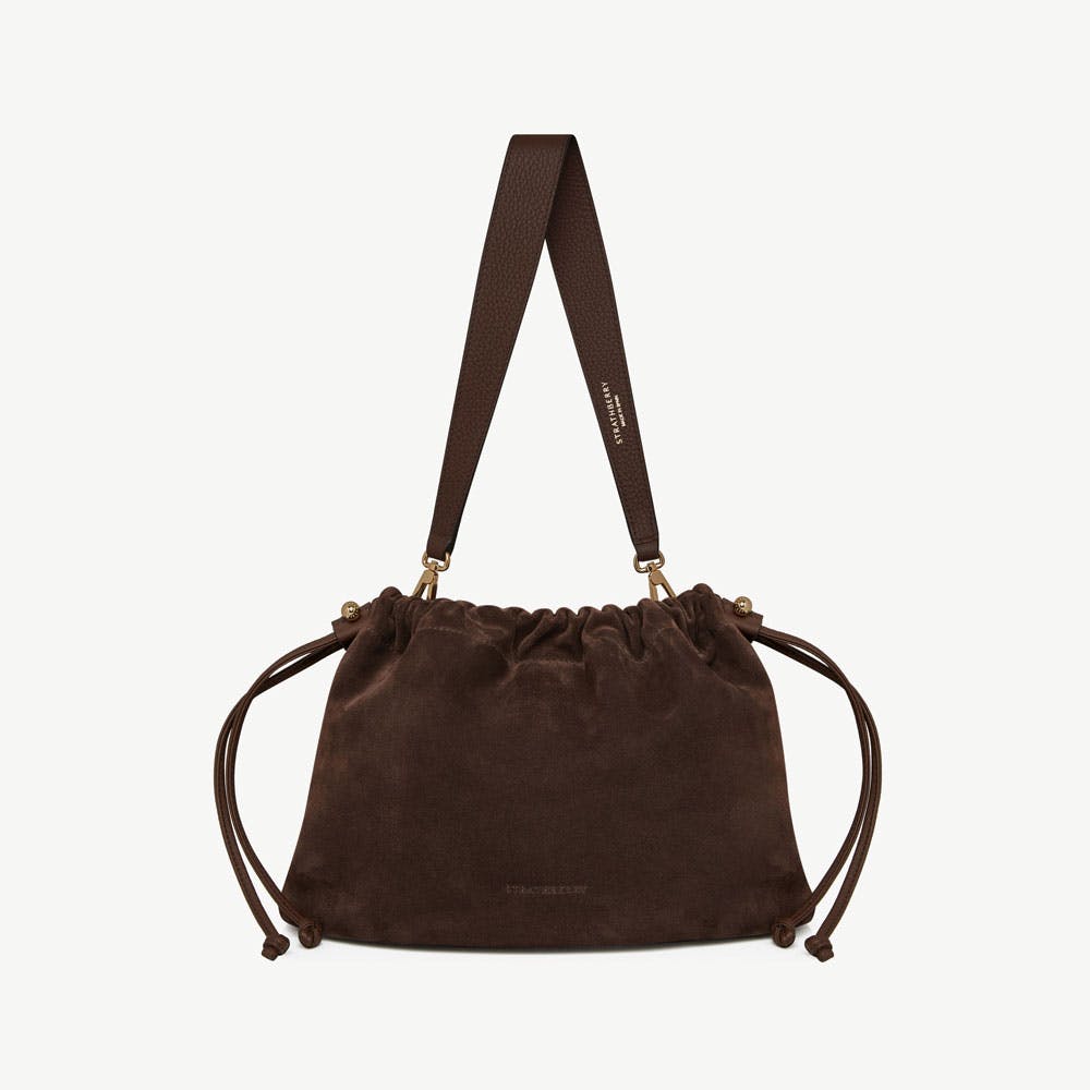 Strathberry Charlotte Midi Drawstring - Chocolate Suede