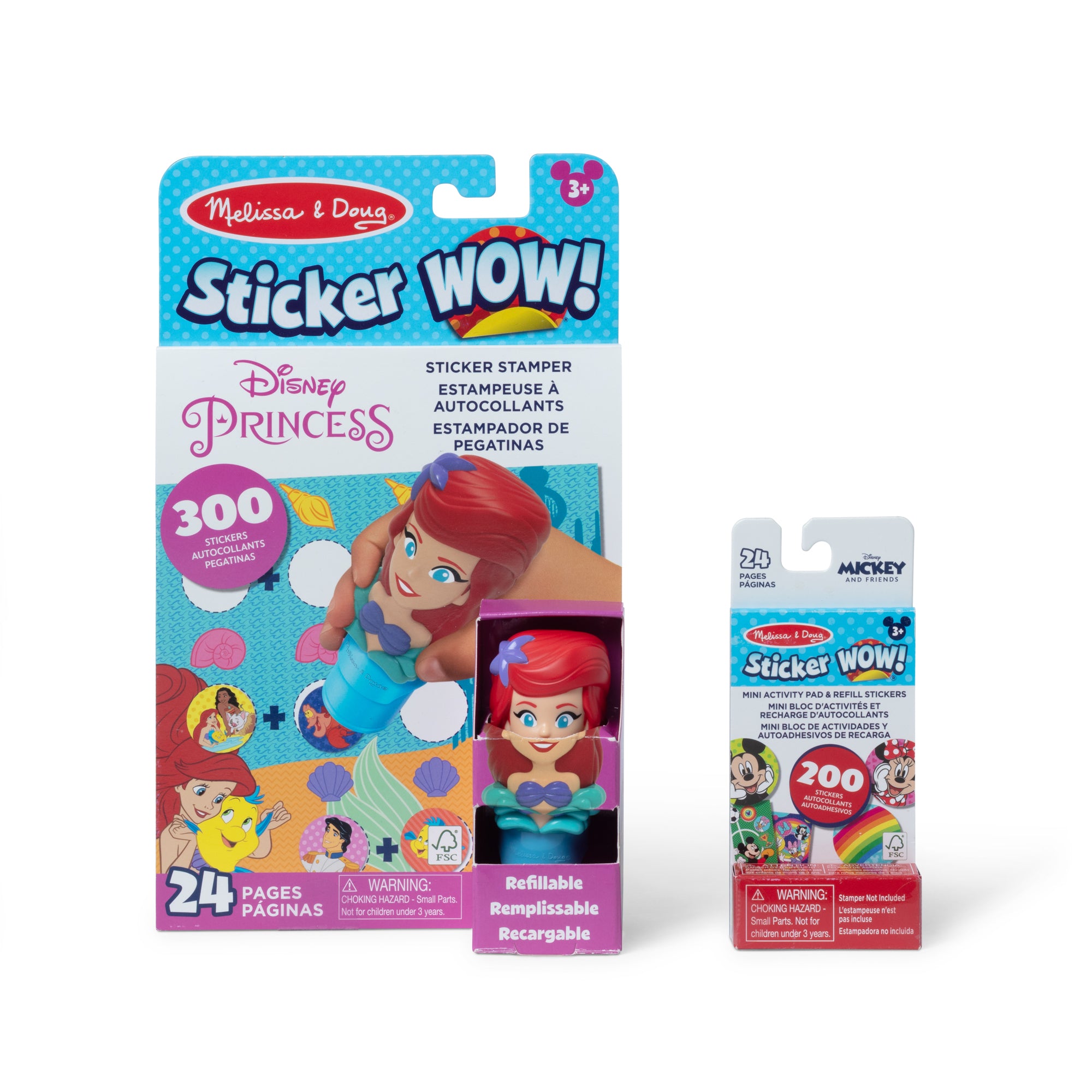 Melissa & Doug Sticker WOW!™ Disney Ariel Bundle: Activity Pad & Sticker Stamper + Mini Activity Pad and