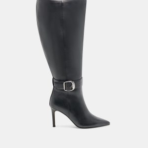 Dolce Vita KINZY EXTRA WIDE CALF BOOTS BLACK LEATHER
