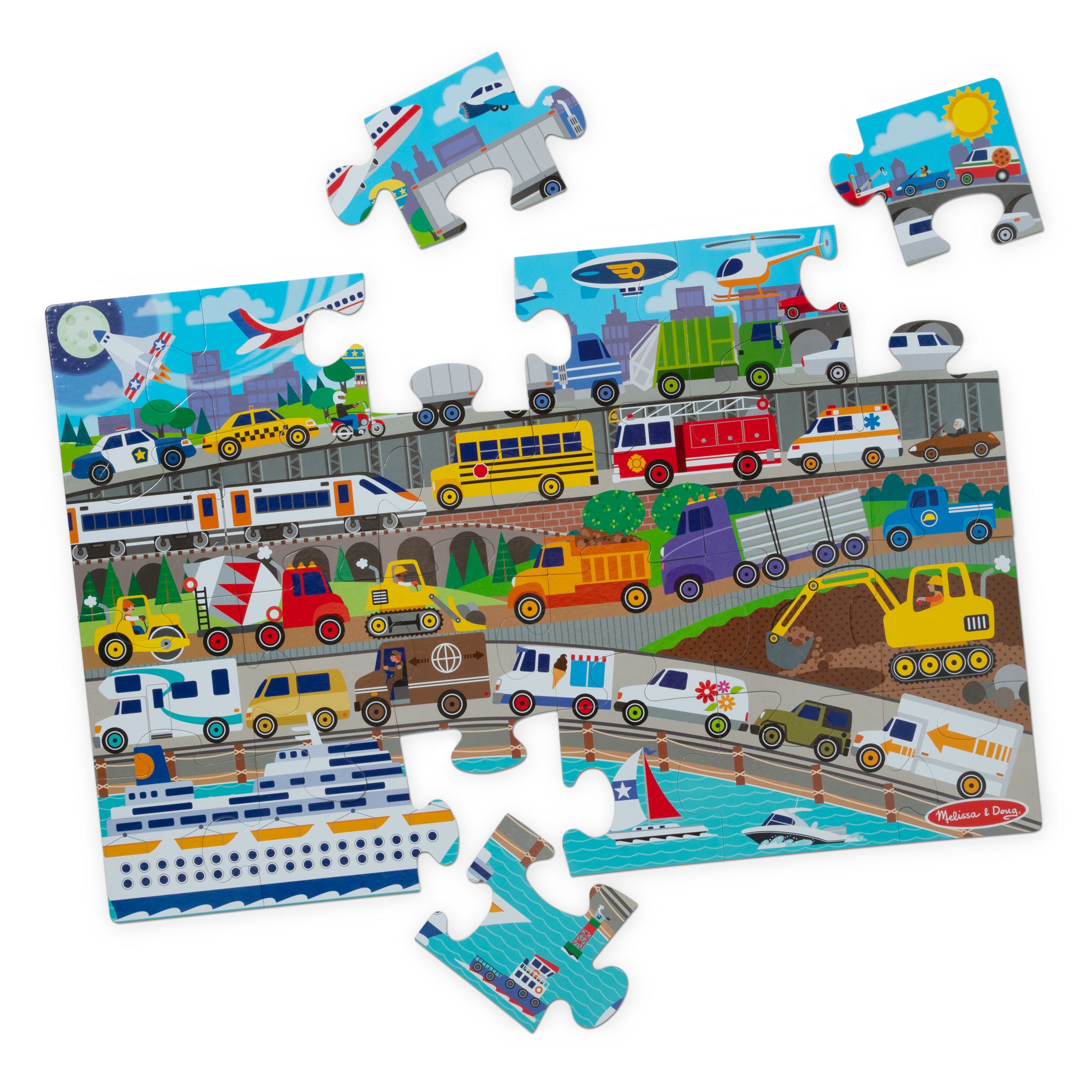 Melissa & Doug Traffic Jam Floor Puzzle - 24 Pieces