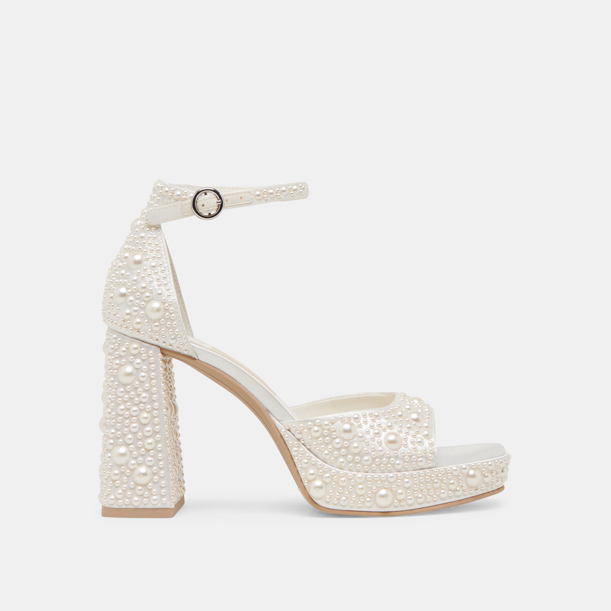 Dolce Vita PANDRO PEARL WIDE HEELS TRUE WHITE SATIN
