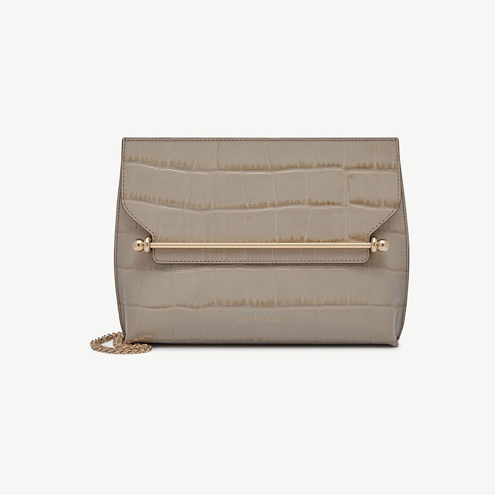Strathberry Stylist - Croc-Embossed Leather Light Taupe