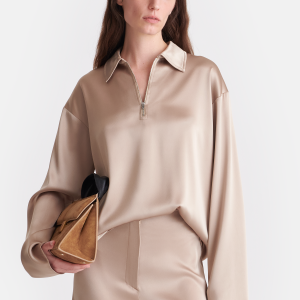 Nanushka Mencia - Slip Satin Polo-Neck Top - Dune
