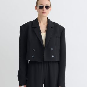 Nanushka Rony - Cropped Crepe Twill Blazer - Black