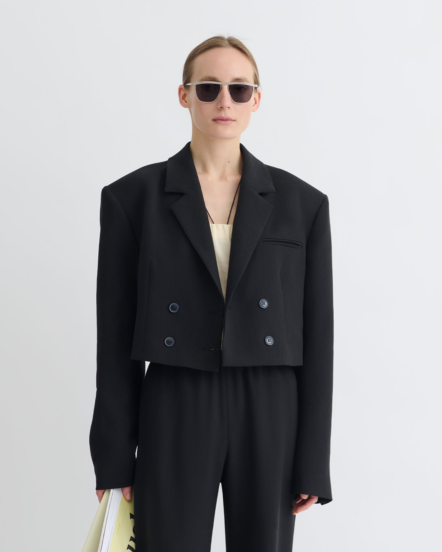 Nanushka Rony - Cropped Crepe Twill Blazer - Black