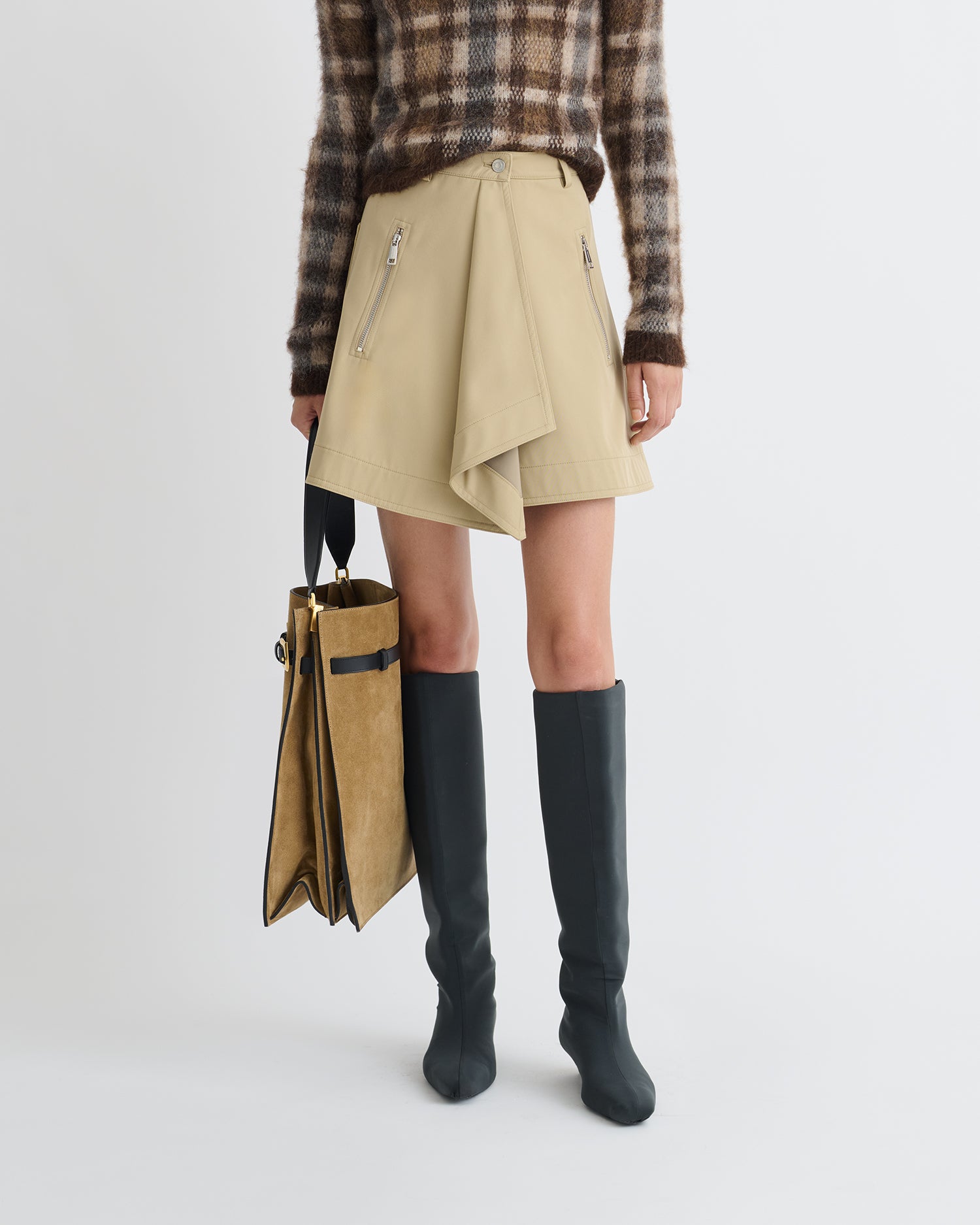 Nanushka Inge - Bonded Trench Mini Skirt - Beige