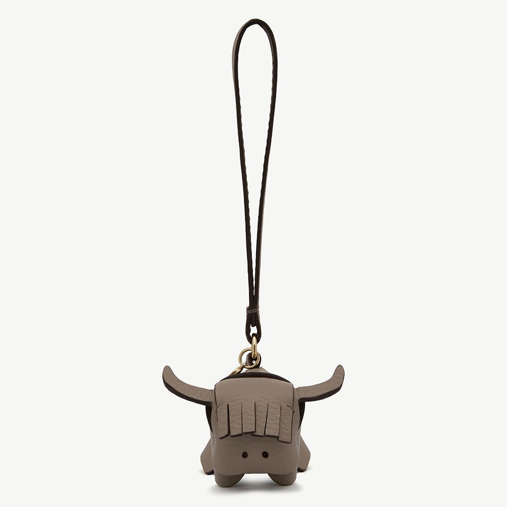 Strathberry Bag Charm - Highland Cow Taupe