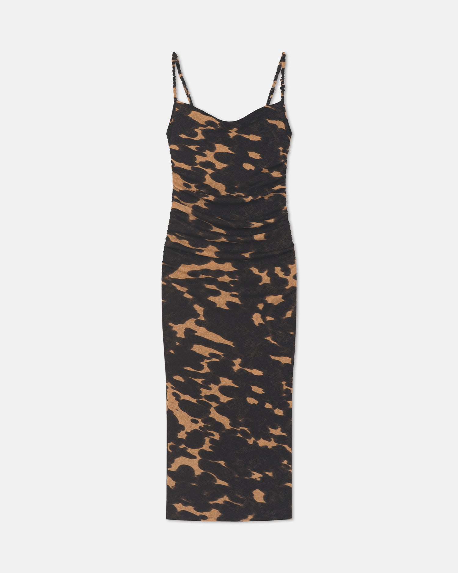 Nanushka Alexa - Mesh Jersey Dress - Midnight Mocha Apricot