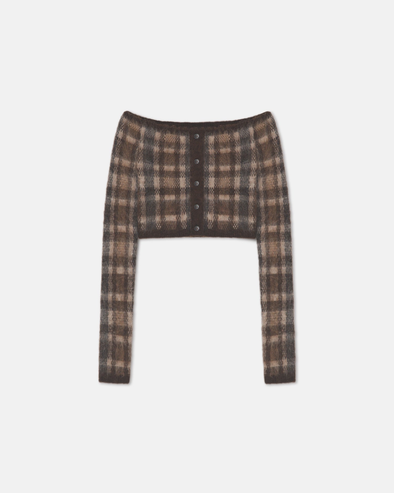 Nanushka Liliah - Brushed Alpaca Cardigan - Brown/Creme Check