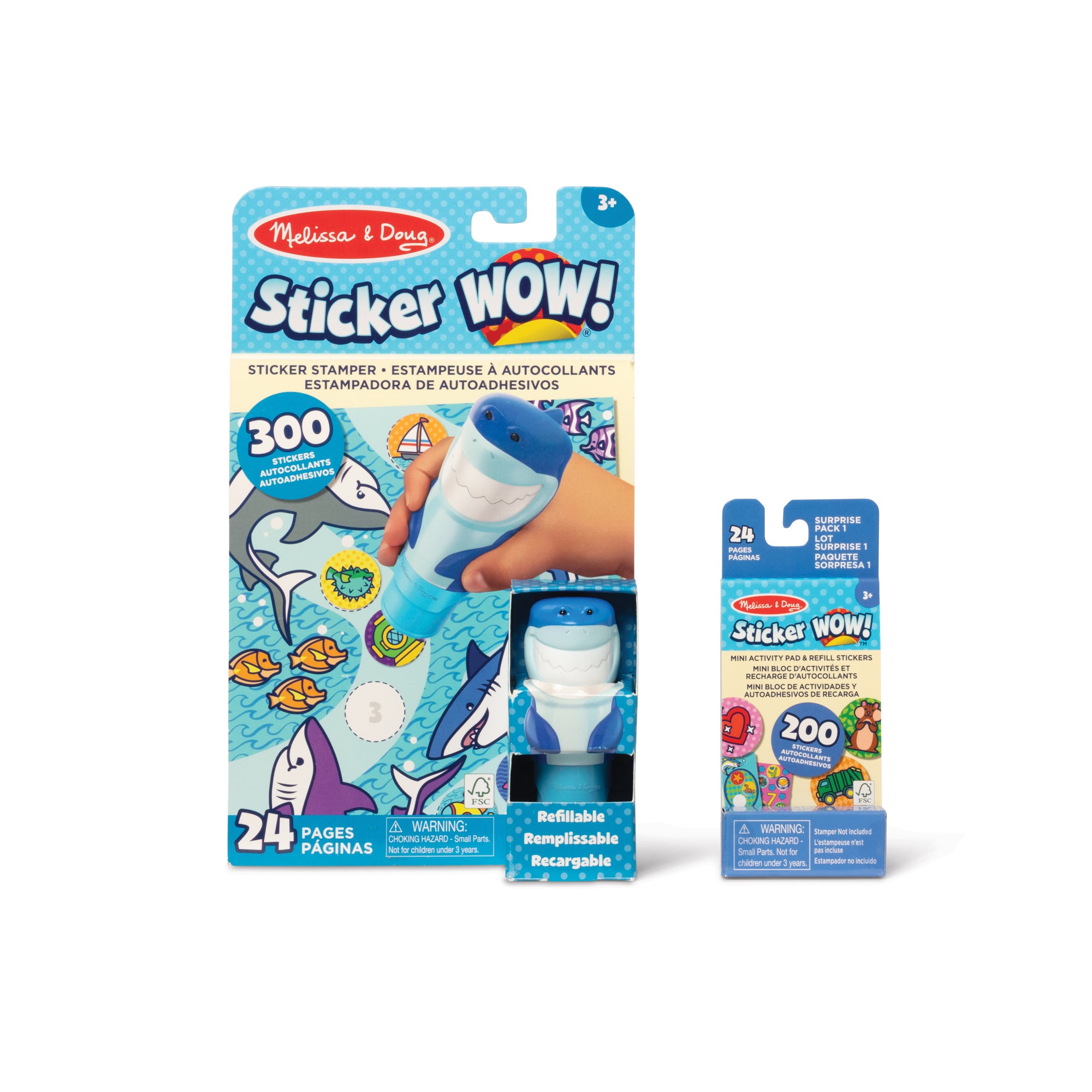 Melissa & Doug Sticker WOW!™ Shark Bundle: Activity Pad & Sticker Stamper + Mini Activity Pad and 200 Ref