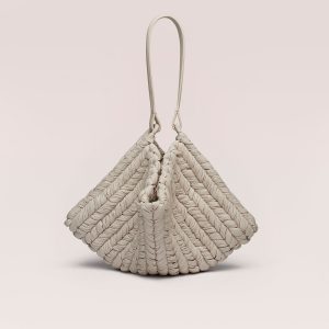 Nanushka The Square Bag - Knitted Leather Tote Bag - White
