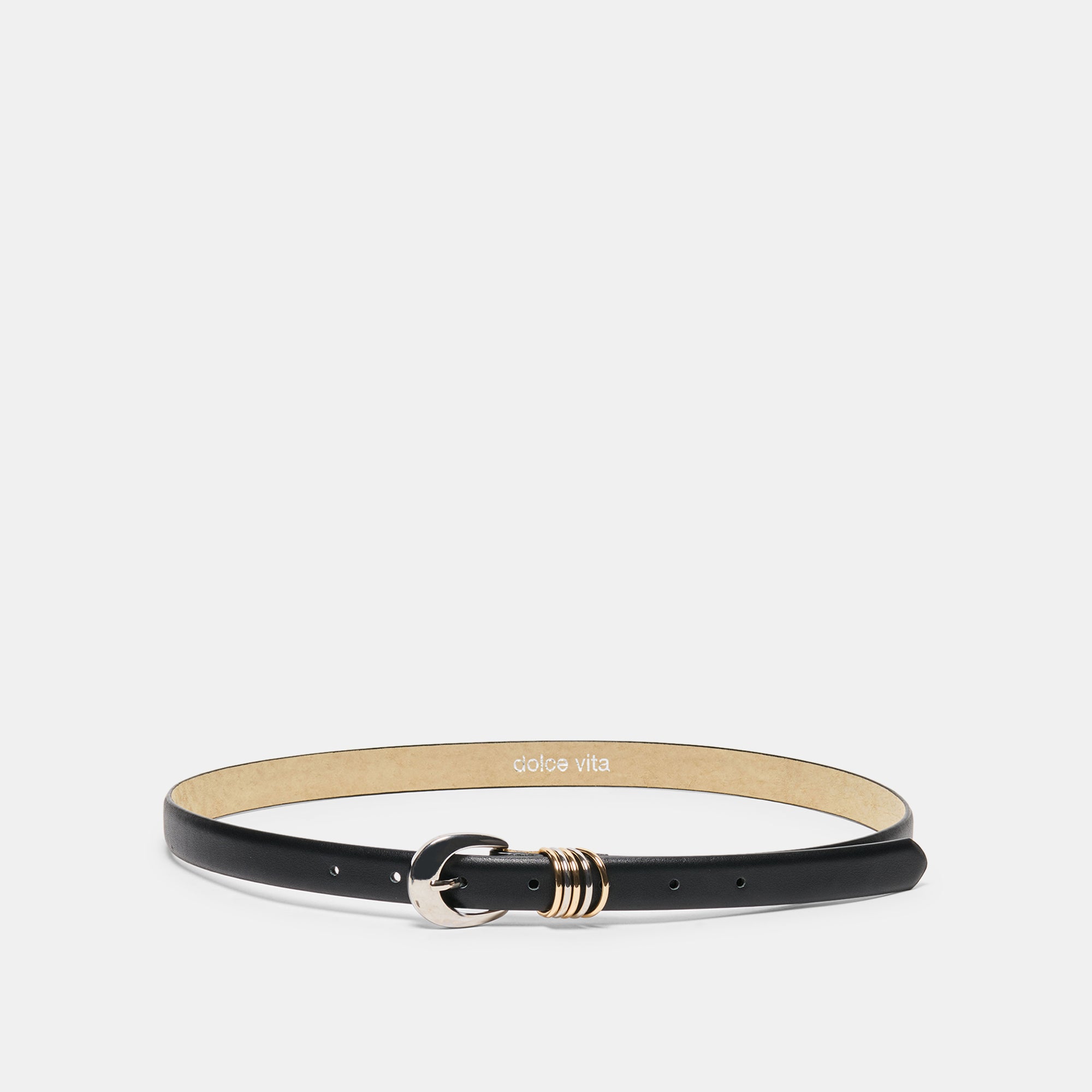 Dolce Vita CRESCENT BUCKLE MIXED METAL BELT BLACK