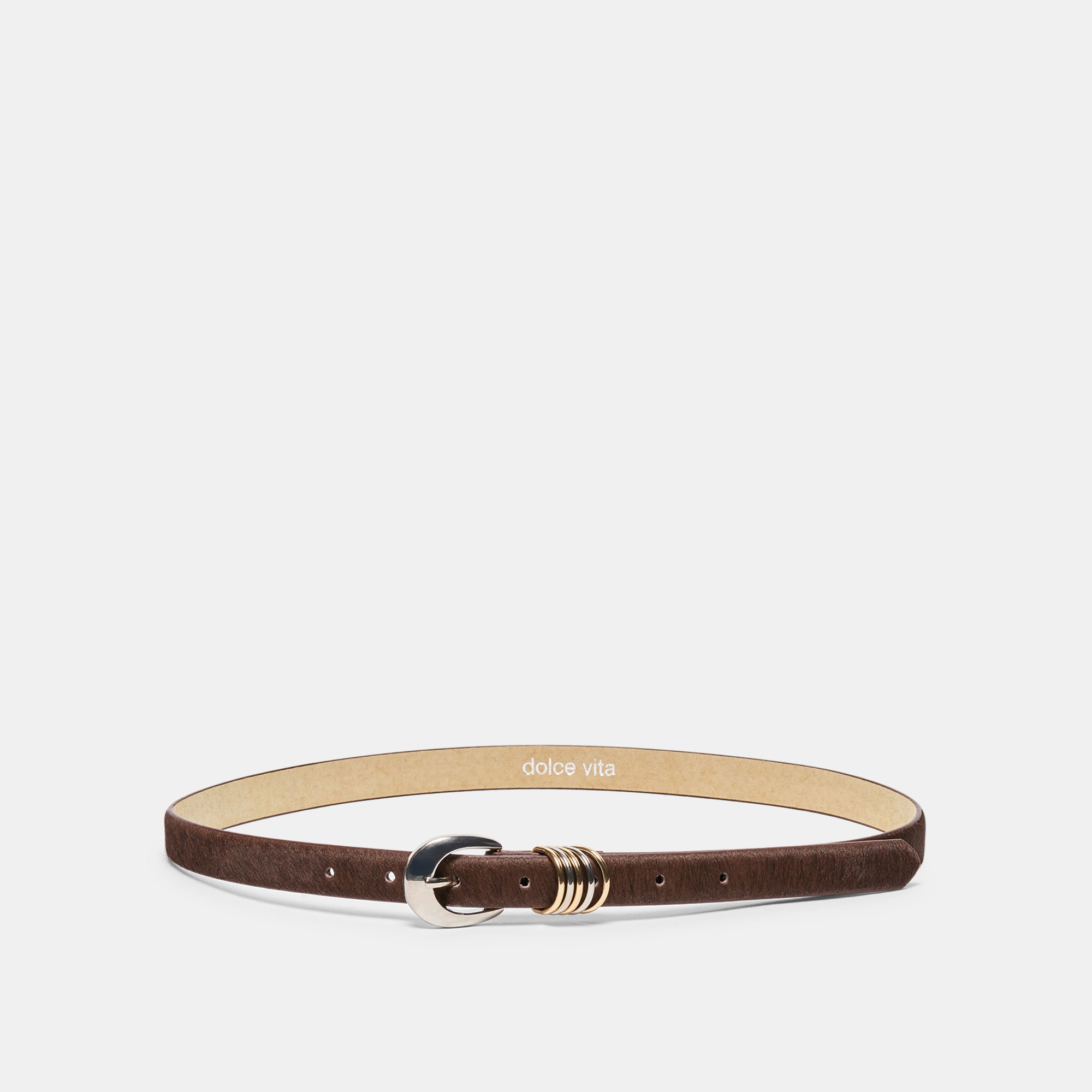 Dolce Vita CRESCENT BUCKLE MIXED METAL BELT CHESTNUT