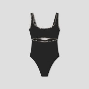 Nanushka Sorena - Recycled nylon swimsuit - Black/Creme