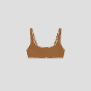 Nanushka Malti - Recycled nylon bikini top - Brown/Creme