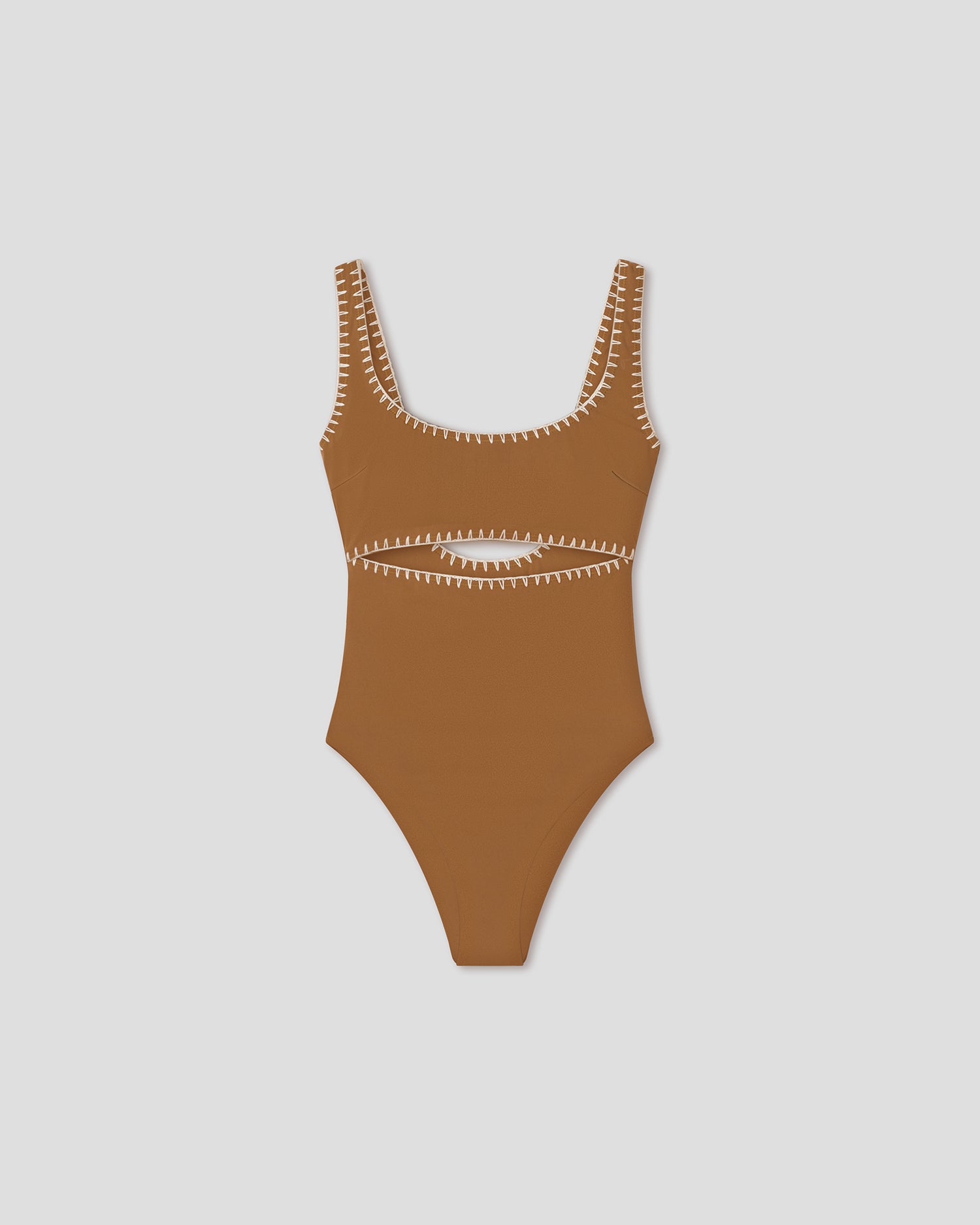 Nanushka Sorena - Recycled nylon swimsuit - Brown/Creme