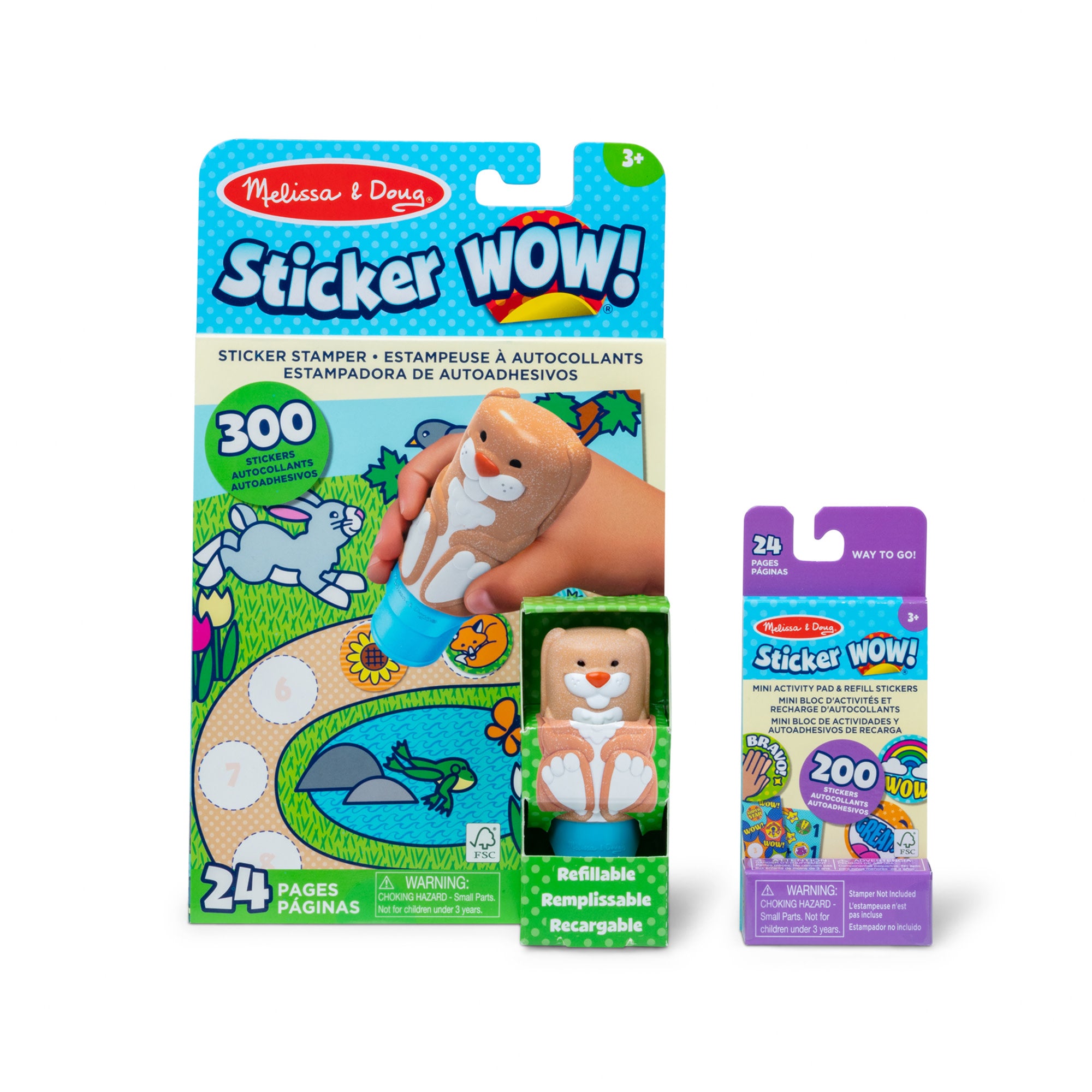 Melissa & Doug Sticker WOW!™ Bunny Bundle: Activity Pad & Sticker Stamper + Mini Activity Pad and 200 Ref