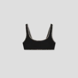 Nanushka Malti - Recycled nylon bikini top - Black/Creme