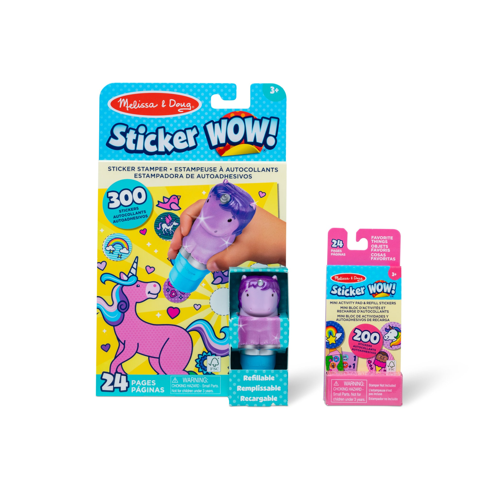 Melissa & Doug Sticker WOW!™ Purple Unicorn Bundle: Activity Pad & Sticker Stamper + Mini Activity Pad an
