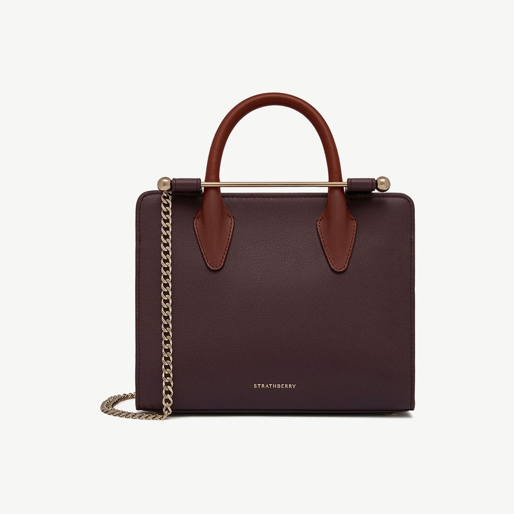 Strathberry Mini Tote - Burgundy/Chestnut/Walnut