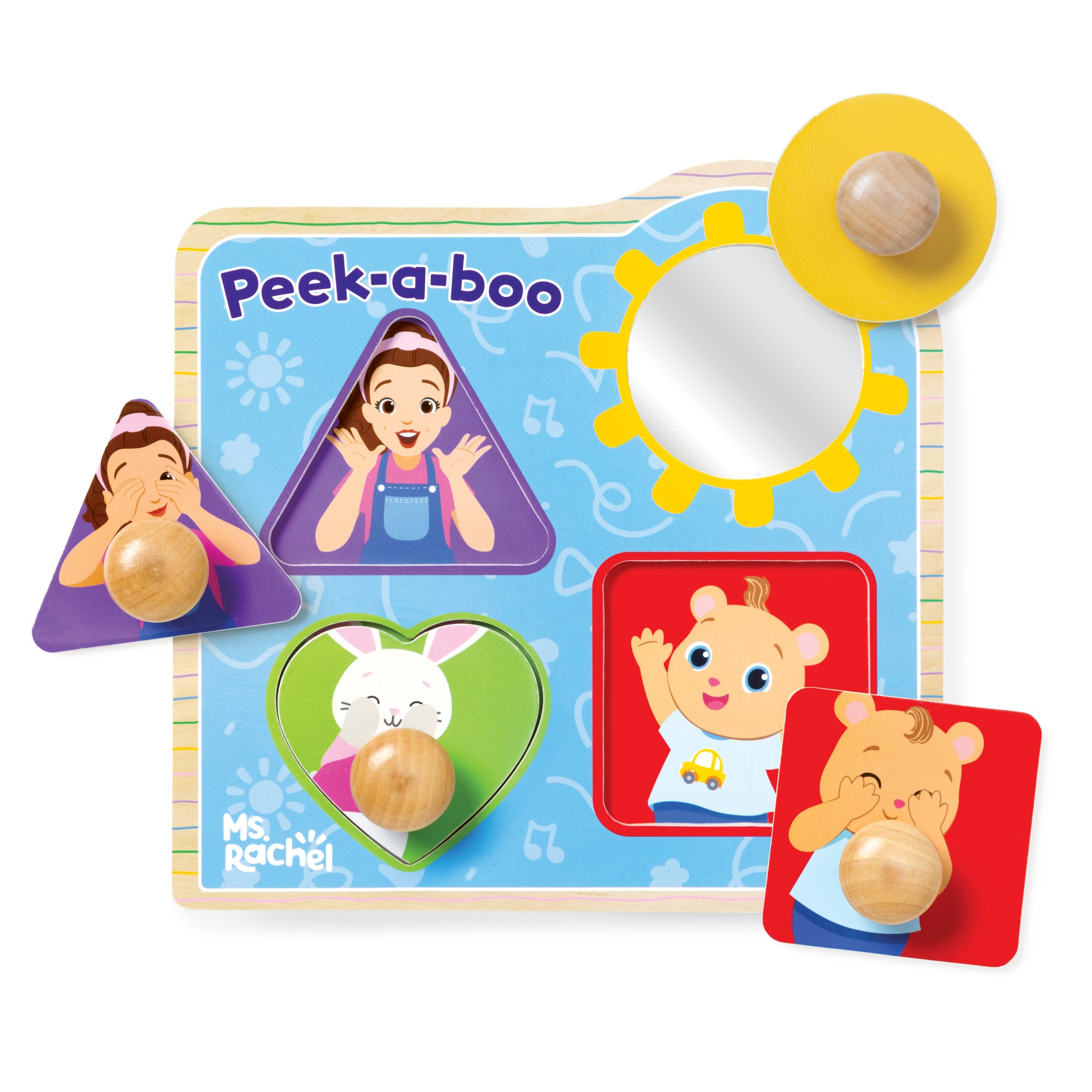 Melissa & Doug Ms. Rachel™ Wooden Peek-a-Boo Jumbo Peg Puzzle – 4 Pieces
