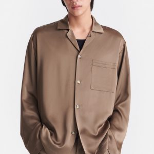 Nanushka Jelmer - Slip Satin Shirt - Coffee Bean