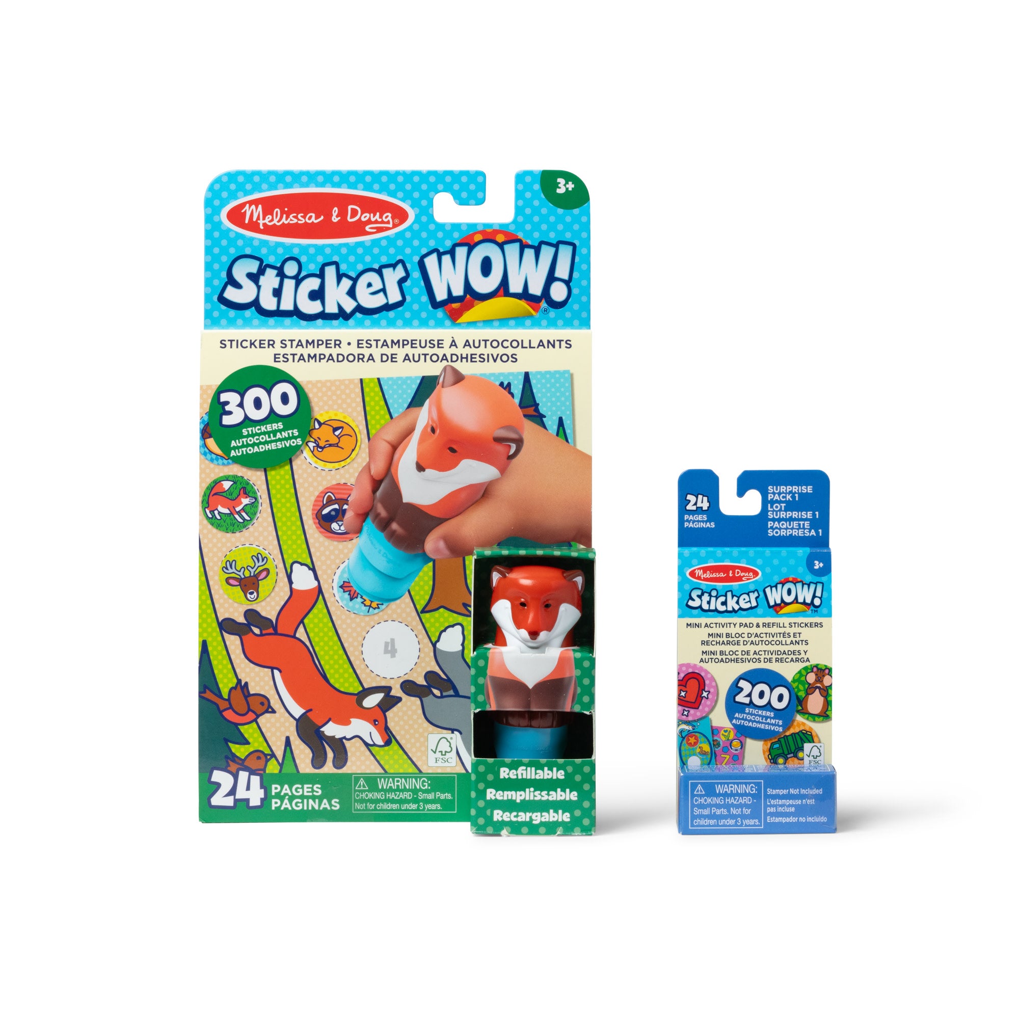 Melissa & Doug Sticker WOW!™ Fox Bundle: Activity Pad & Sticker Stamper + Mini Activity Pad and 200 Refil
