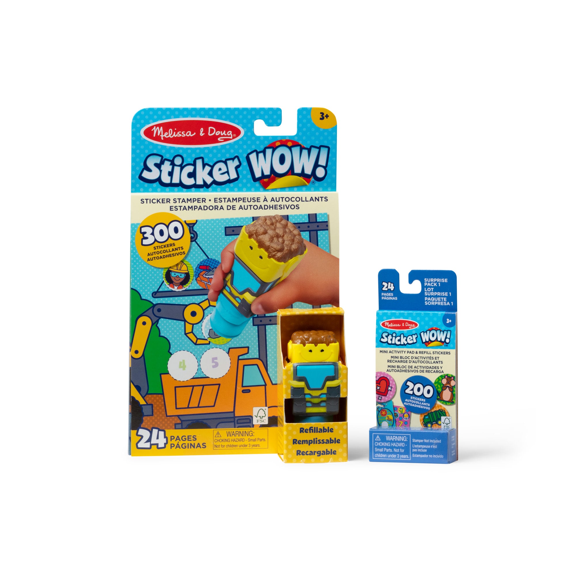 Melissa & Doug Sticker WOW!™ Bulldozer Bundle: Activity Pad & Sticker Stamper + Mini Activity Pad and 200