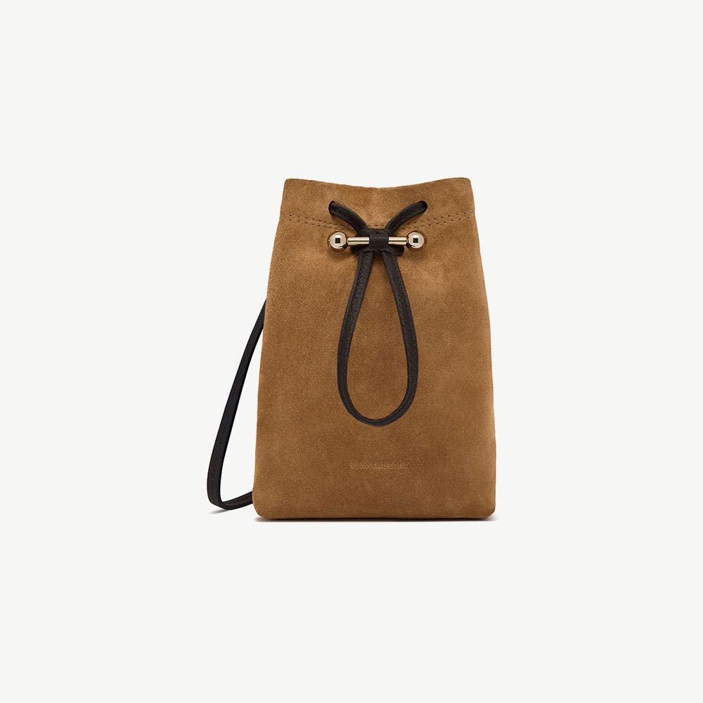 Strathberry Osette Midi Pouch - Toffee Suede/Espresso