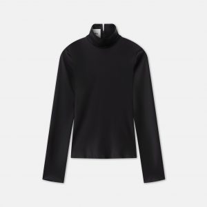 Nanushka Eva - Slip Satin Turtleneck Top - Black
