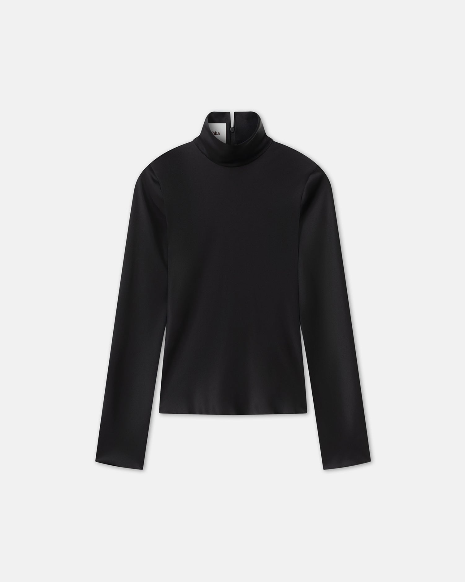 Nanushka Eva - Slip Satin Turtleneck Top - Black
